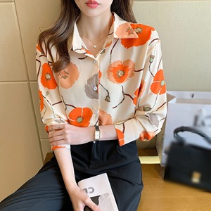 Organic Cotton Turn Down <b>Collar</b> Shirts Premium Quality Wholesale Woman Shirts Customize Casual Printed Summer Women's Shirt - Product Image 5