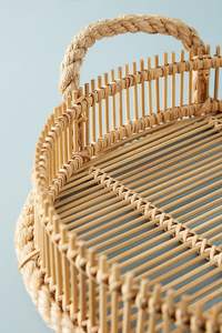 Plateau ottoman fait main plateau de service bambou rotin plateau garde-manger organisateur décor à la maison Accent - Product Image 5