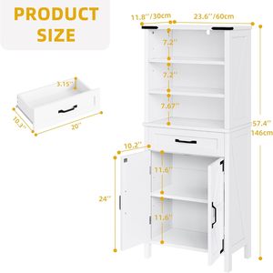 Libreria Moderna Cotowins a 5 Ripiani Bianca con Ante <span class=keywords><strong>e</strong></span> Cassetto, Mobile Contenitore per Ufficio, Scaffale Espositivo - Product Image 2
