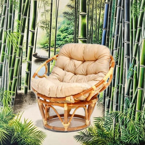 Silla Papasan Ray Rock Hecha a Mano, Muebles de Ratán Modernos de Estilo Asiático para Exteriores, para Sala de Estar, Dormitorio, Silla de Descanso para Villa - Product Image 3