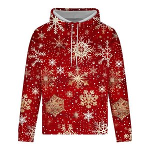 Sweatshirts de Noël pour hommes 2025 – Nouveaux sweats à capuche tendance à manches longues imprimés flocons de neige pour Noël, grandes tailles - Product Image 1