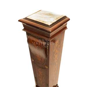 Colonne décorative en bois avec plateau en marbre de luxe - Product Image 6