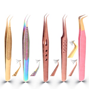 Pinces à cils Diamond Grip, marque privée, acier inoxydable coloré, pointe en fibre, 45 90 degrés, pince à volume - Product Image 3