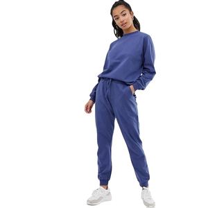 Conjunto Deportivo para Mujer al por Mayor, Holgado, Talla Grande, de Algodón y Felpa, Chándal Liso, Transpirable, con Cuello Redondo, para Correr - Product Image 1