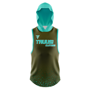 Sweat-shirt à capuche sans manches pour homme, en molleton décontracté, avec impression en relief, techniques de broderie, teinture unie - Product Image 1