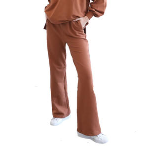 Factory-Made Brown Fleece Flared Sweatpants with Elastic Waist Customized Mid Waist Casual <b>Trousers</b> by SPORTAR Int for Men <b>Women</b> - Product Image 1