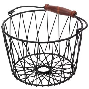 High Quality Small Metal <b>Wire</b> <b>Storage</b> <b>Basket</b> New Style Black Iron Kitchenware for Organizing Vegetables Home Decor - Product Image 1