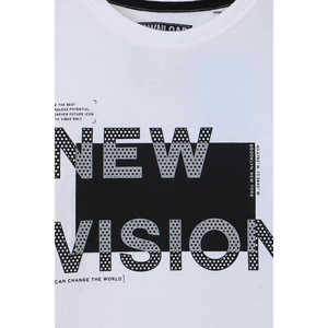 T-shirt graphique de marque pour garçon, col rond 100% coton avec impression de logo personnalisé, manches courtes, design noir et blanc - Product Image 3