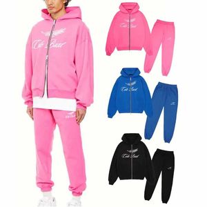 Chándal con cremallera totalmente personalizable OEM, chándal con logotipo personalizado para hombre, conjunto de chándal de dos piezas con trajes con logotipo para la temporada de invierno - Product Image 1