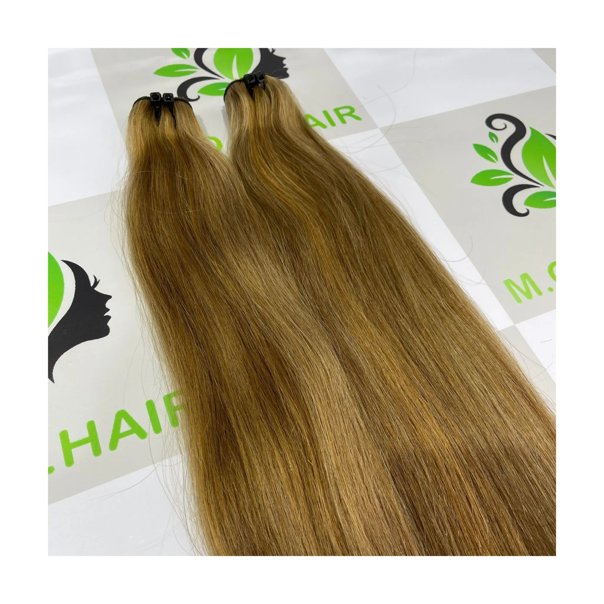 Wholesales Cuticle Aligned Piano Color Double Drawn Hair Natural Straight 100% Virgin Remy Vietnamese Hand Tied Hair Weft