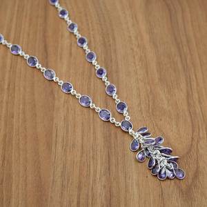 Collar de amatista de Plata de Ley 925 con joyas de piedras preciosas púrpura Esmeralda para bodas, regalo de boda perfecto para ella - Product Image 4