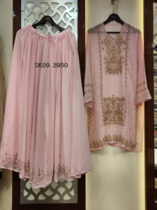 Trajes de seda y organza sin costuras de diseñador moderno, bordado a mano, número de modelo elegante, fiesta de boda india pakistaní, longitud larga - Product Image 2