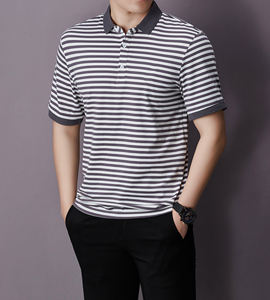 เสื้อโปโลผ้าคอตตอนลายทางผ้าคอตต้อนปักลายอย่างชาญฉลาดสำหรับผู้ชายแฟชั่น2025 - Product Image 4