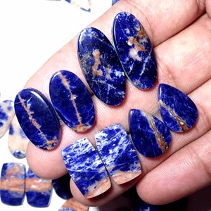 ที่ดีที่สุด Cabochon อัญมณีหลวมเรียบธรรมชาติธรรมชาติ Sodalite อัญมณีหลวมสําหรับเครื่องประดับทําต่างหูสําหรับ W - Product Image 1