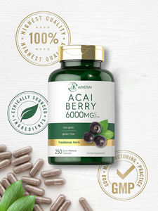 Cápsulas Antioxidantes para la Piel con Bayas de Acai de Último Diseño, Cápsulas Naturales de Bayas de Acai, Cápsulas de Plantas de Bayas de Acai Euterpe Oleracea - Product Image 4