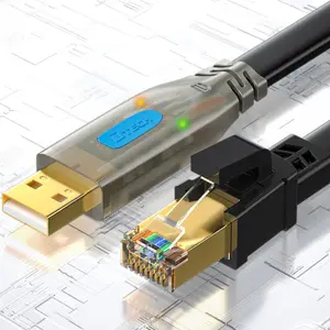 DTECH kabel konsol Routing sakelar USB jaket PVC kabel debug Seri A ke RJ45 1.5M