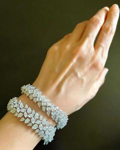 Moissanite Marquise & Pear Shape Diamond Bracelet White Sterling Silver Bracelet Customized Jewelry Anniversary Gift for Her - Product Image 3