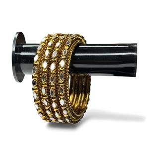 Gold Finish Premium Metal <b>Bangle</b> <b>Set</b> Emerald Cut Wedding Traditional Women's Jewelry Bulk Order Direct Factory - Product Image 3