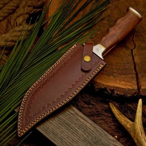 Cuchillo Bowie de Acero de Damasco Hecho a Mano Personalizado para Caza y Campamento |   Cuchillo de Hoja Fija con Mango de Madera y Funda de Cuero (OEM Disponible) - Product Image 6