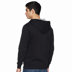 Sudadera con capucha de cremallera negra con cuerdas blancas y logotipo personalizado con serigrafía para hombre fabricante de ropa informal - Product Image 2