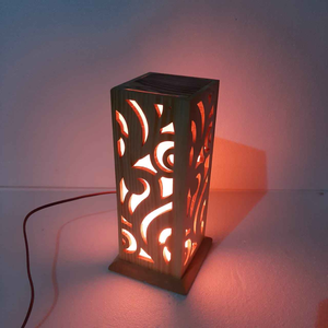 <b>Pine</b> Wood Nightstand <b>Table</b> Lamp by tradebit - Product Image 2