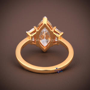 À la mode Vente Chaude 14KT Or Jaune Marquise Coupe VVS Moissanite Diamant Bague De Mariage Bijoux De Mode Pour Les Femmes - Product Image 4