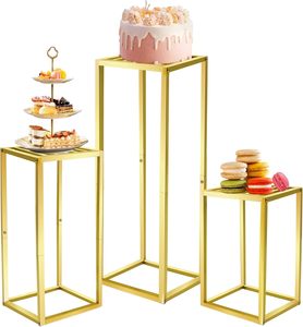 Support de décoration de fête, support à gâteau et à dessert en métal doré, support à gâteau en acrylique pour comptoir, base en métal - Product Image 1