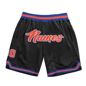 Pantalones cortos de baloncesto Industrie Direct Engro Sportswear Custom Black Orange-Royal Authentic Throwback Basketball Shorts - Product Image 1