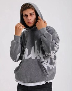 เสื้อฮู้ดของผู้ชายแบบกำหนดเอง2025เสื้อสวมหัวโอเวอร์ไซส์ผ้าคอตตอนปักลายตัวหนังสือ - Product Image 3