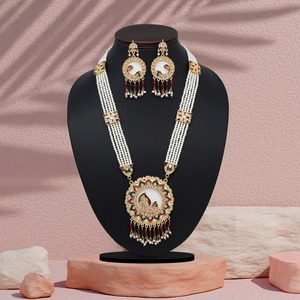 Fabricant indien Collier plaqué or Collier rubis Collier Kundan Bijoux de mariée plaqué or pour mariages et festivals - Product Image 1