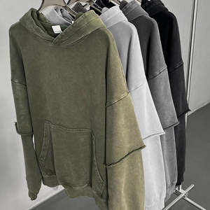 เสื้อฮู้ดดี้ผู้ชายสไตล์สตรีทแวร์วินเทจสำหรับฤดูหนาว น้ำหนัก 350 กรัม ผ้าฝ้าย 100% ปักลาย หนานุ่ม แบบสองชั้น รับผลิตตามสั่งขายส่ง - Product Image 2