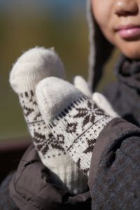 ถุงมือขนแกะมองโกเลีย8-14Y เด็กลายเกล็ดหิมะเล่นสกีใช้ในชีวิตประจำวันสภาพอากาศหนาวเย็นป้องกันในฤดูใบไม้ผลิ/ฤดูใบไม้ร่วง - Product Image 5