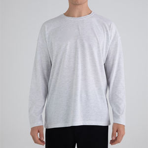 T-Shirt à manches longues et col rond pour hommes, vente en gros, confortable, 95% coton, 5% élasthanne, tricoté, fournisseur de BD - Product Image 4