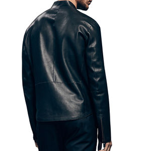 Chaqueta de cuero genuino para hombre, corte ajustado, diseño elegante y versátil con características impermeables y transpirables para el invierno. - Product Image 2