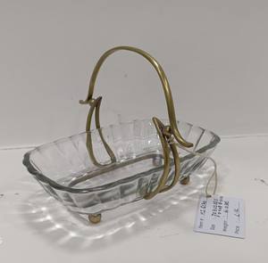 Bol à chocolat en verre, vaisselle de restaurant, décoration, bol à fruits, artisanal, laiton, couleur antique, verre transparent, bol à dessert - Product Image 5