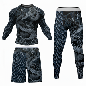 For Cody Lundin Custom Printed Compression UV Protection <b>Rash</b> <b>Guard</b> Set UPF50 Jiu Jitsu BJJ MMA Shorts Fight Wear for <b>Men</b> - Product Image 3