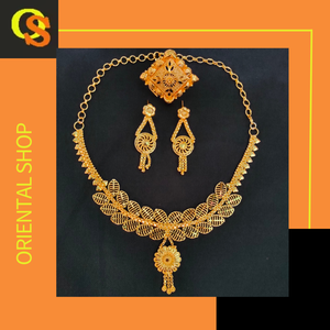 Premium Quality 22K Gold Plated Necklace Earrings Ring <b>Set</b> with Traditional Designed <b>Bridal</b> Uses <b>Jewelry</b> for Sale - Product Image 3