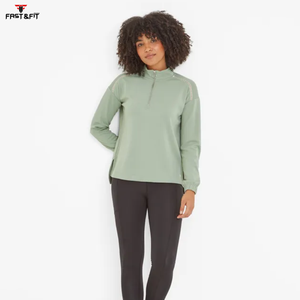 Respirant confortable séchage rapide 100% coton vente entière sweat col roulé fermeture éclair sweats courts pour femme - Product Image 3