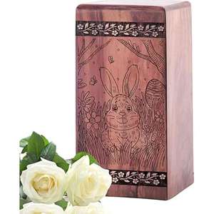 Urnas conmemorativas de madera hechas a mano para cenizas humanas de adultos urnas de cremación grabadas caja de urna de entierro decorativa funeraria de la India - Product Image 4