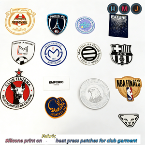 Écussons tissés HMJ personnalisés <span class=keywords><strong>NBA</strong></span> en silicone avec <span class=keywords><strong>logo</strong></span> sérigraphié, transfert thermique pour étiquettes de vêtements pour fabricants de <span class=keywords><strong>T</strong></span>-shirts - Product Image 4