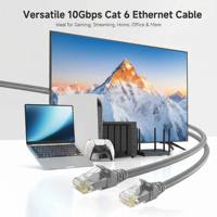 Cable Matters Kabel Ethernet Tembaga Murni Cat6 10Gbps-16ft/33ft Abu-abu Kompatibel dengan Router Konsol Game Perangkat Streaming Laptop