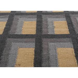 พรมขนสัตว์ทอลายเรียบสีเทาและสีดำ รุ่น Adwl-13024 ลายเรขาคณิตและนามธรรม ขนาดใหญ่ สำหรับใช้ในบ้าน โถงทางเดิน หรือห้องต่างๆ - Product Image 3