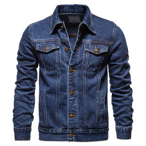 Veste en jean bleue pour homme, vintage, décontractée, coupe ajustée, coupe ample, robuste, rétro, streetwear, usée, vêtement d'extérieur quotidien - Product Image 1