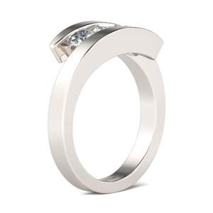 Jeulia Tension <b>Set</b> Three Stone Round Cut Diamond <b>Ring</b> in Sterling <b>Silver</b> - Product Image 3