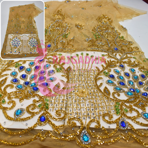 Rajgadhia exporte du tissu perlé de luxe avec dentelle taille personnalisée couleur strass durables pour la décoration de mariage de fête quantité minimale de commande 10 pièces - Product Image 4
