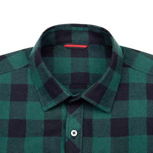 Alta calidad cálido invierno verde transpirable de manga larga talla grande Camisa de franela a cuadros para hombre - Product Image 2