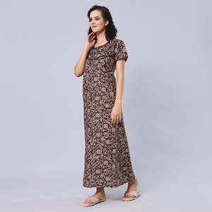 Chemise de nuit longue Evolve pour femme 100 % coton imprimé, confortable et douce, taille élastique, manches mi-longues, super confortable, en popeline - Product Image 5