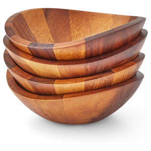 Customized Shape Handmade Eco-Friendly <b>Wooden</b> Serving Bowl for Home <b>Dining</b> <b>Table</b> Top Use Salad & Fruit Bowl - Product Image 1