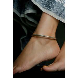925 Silver <b>Anklet</b> with Cute Bell Pattern <b>Gold</b> Plated Kada Diamond Set Christian Religious for Party or Gift - Product Image 1