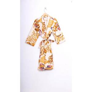 Bata de Invierno Kantha para Mujer, Kimono de Tela Ecológica, Estilo Étnico Tradicional Indio, Hecho a Mano, Colorido, de Algodón, Largo - Product Image 5